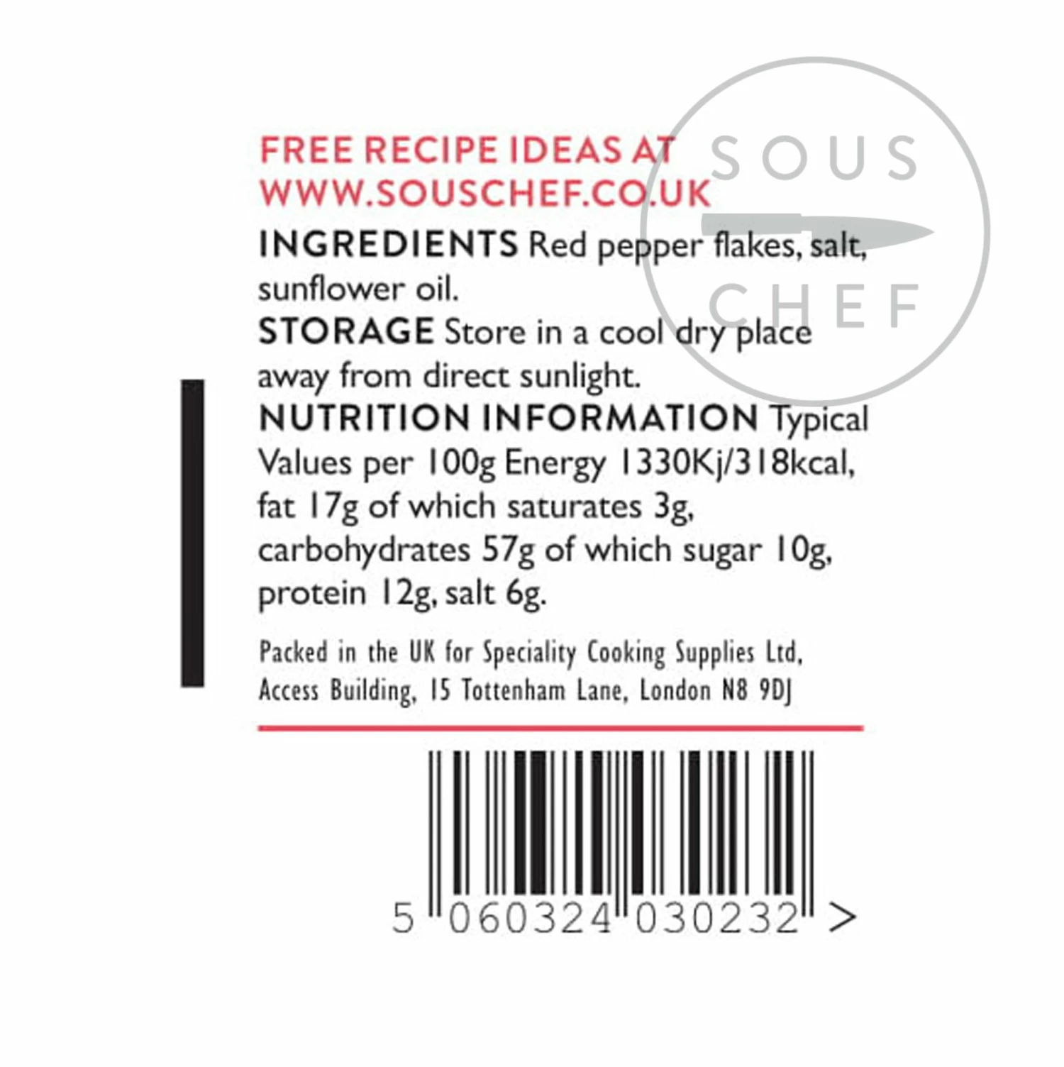 Sous Chef Aleppo Pepper - Pul Biber 100g Ingredients 6 Sous Chef Aleppo Pepper - Pul Biber 100g Ingredients