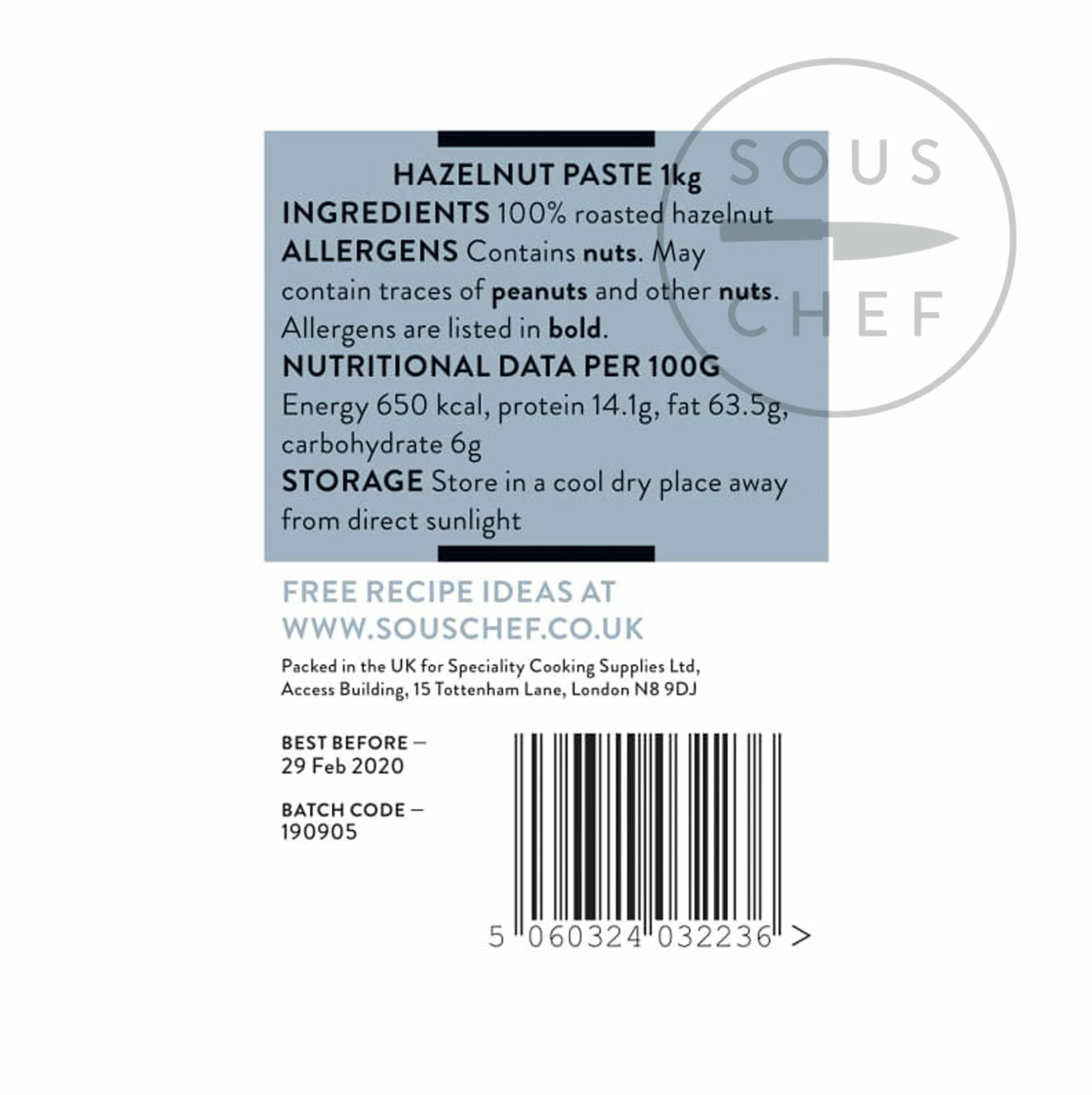 Sous Chef Ingredients Hazelnut Paste For Catering 1kg 4 Sous Chef Ingredients Hazelnut Paste For Catering 1kg