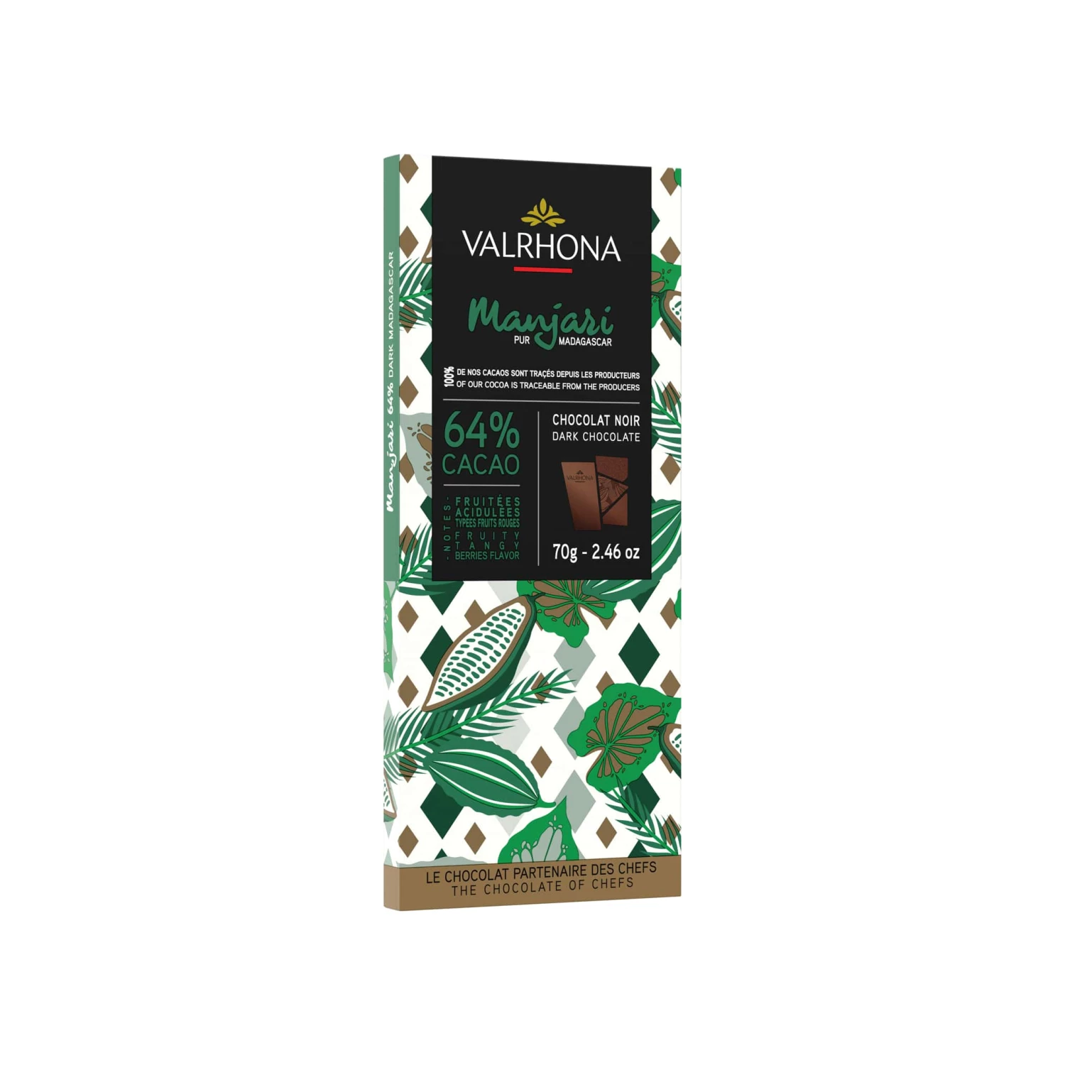 Ingredients Valrhona Dark Manjari 64% Dark Chocolate Bar 70g 3 Ingredients Valrhona Dark Manjari 64% Dark Chocolate Bar 70g