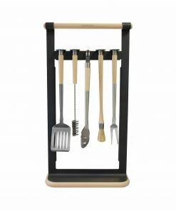 Andree Jardin Beech Wood BBQ Utensils + Magnetic Rack Set