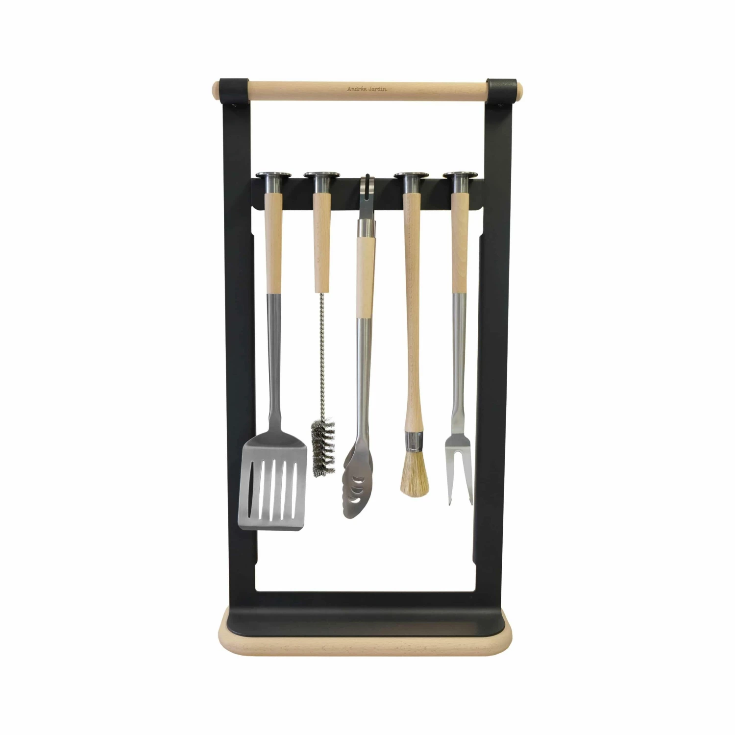 Andree Jardin Beech Wood BBQ Utensils + Magnetic Rack Set 3 Andree Jardin Beech Wood BBQ Utensils + Magnetic Rack Set