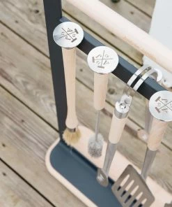 Andree Jardin Beech Wood BBQ Utensils + Magnetic Rack Set 7 Andree Jardin Beech Wood BBQ Utensils + Magnetic Rack Set