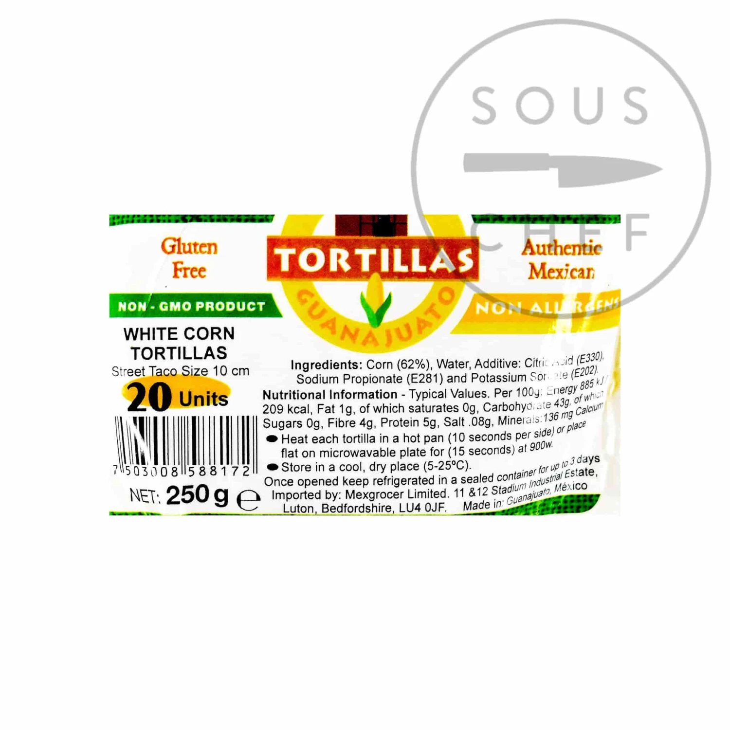 Ingredients Guanajuato White Corn Tortillas 10cm 4 Ingredients Guanajuato White Corn Tortillas 10cm