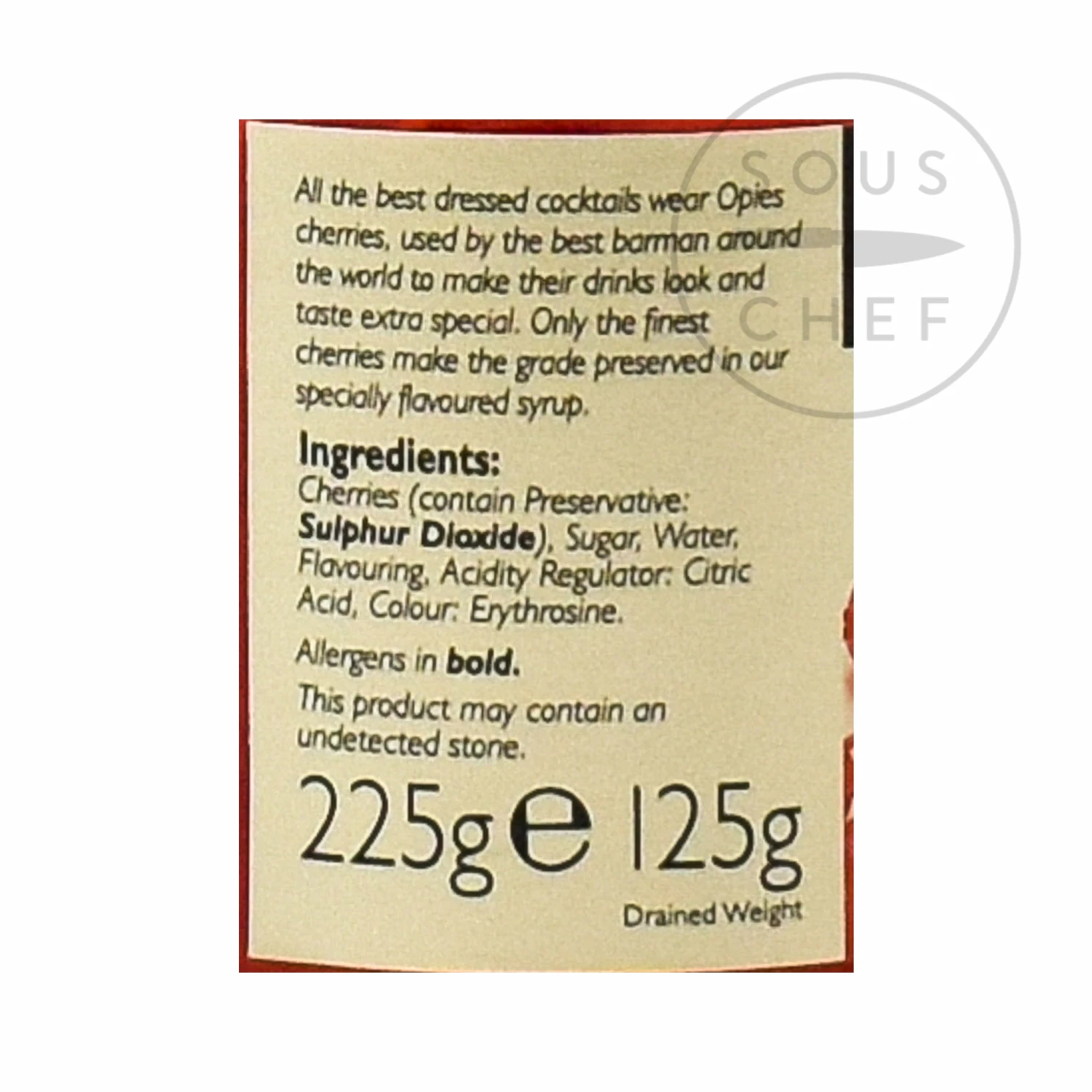Opies Red Maraschino Cocktail Cherries With Stem 225g Ingredients 4 Opies Red Maraschino Cocktail Cherries With Stem 225g Ingredients