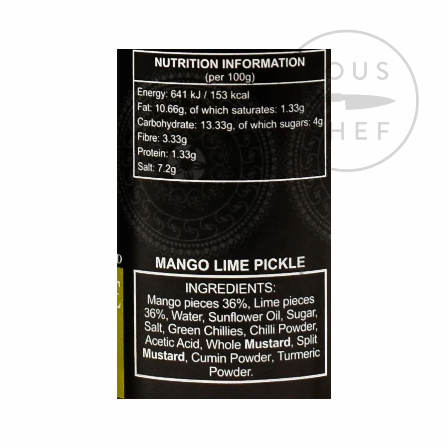 Ingredients Ferns' Mango Lime Pickle 380g 5 Ingredients Ferns' Mango Lime Pickle 380g