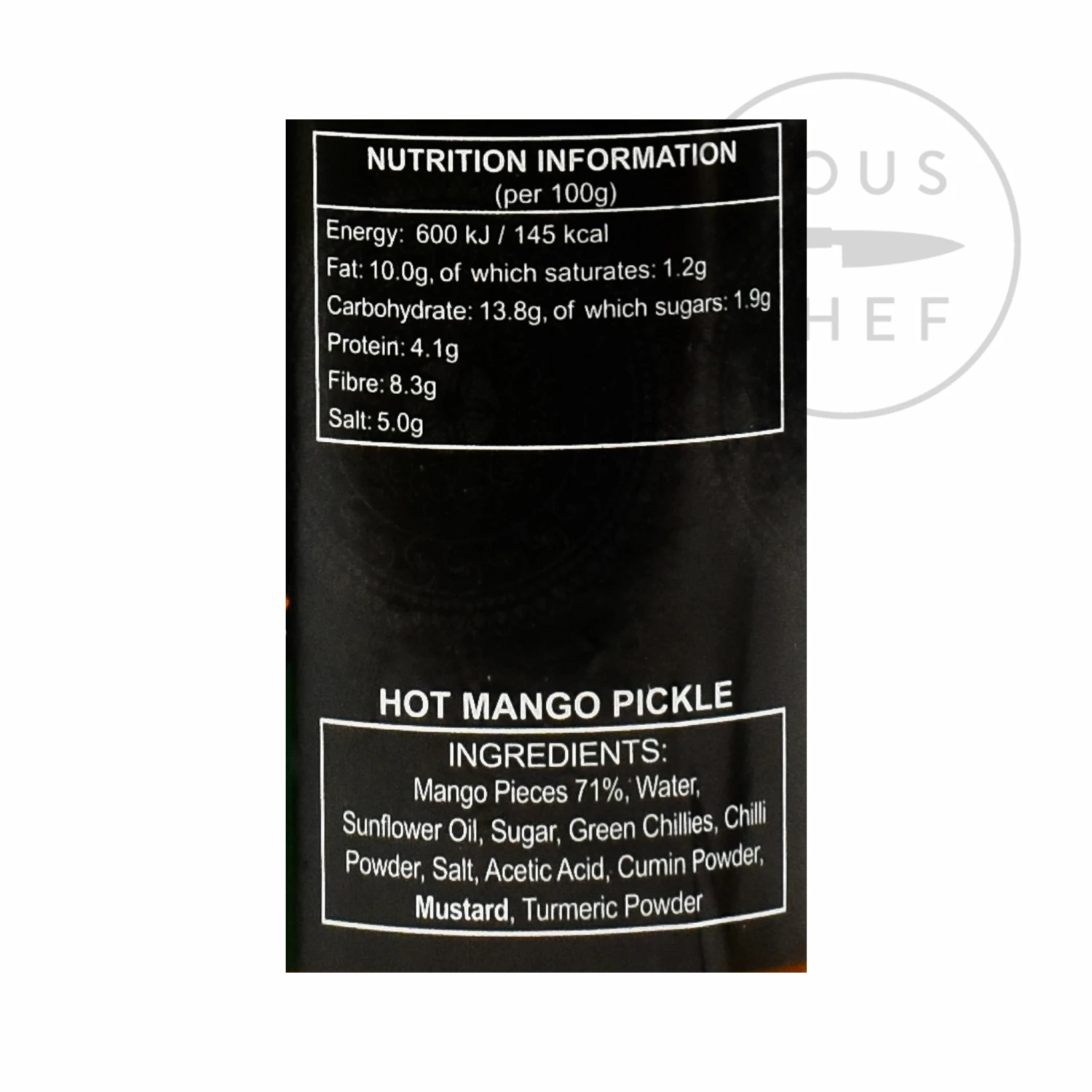 Ferns' Hot Mango Pickle 380g Ingredients 5 Ferns' Hot Mango Pickle 380g Ingredients