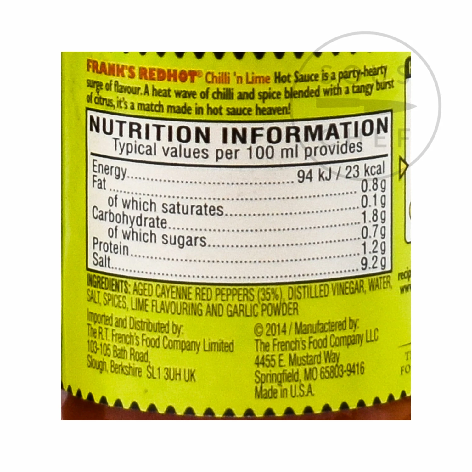 Frank's Red Hot Chilli & Lime Sauce 148ml Ingredients 4 Frank's Red Hot Chilli & Lime Sauce 148ml Ingredients