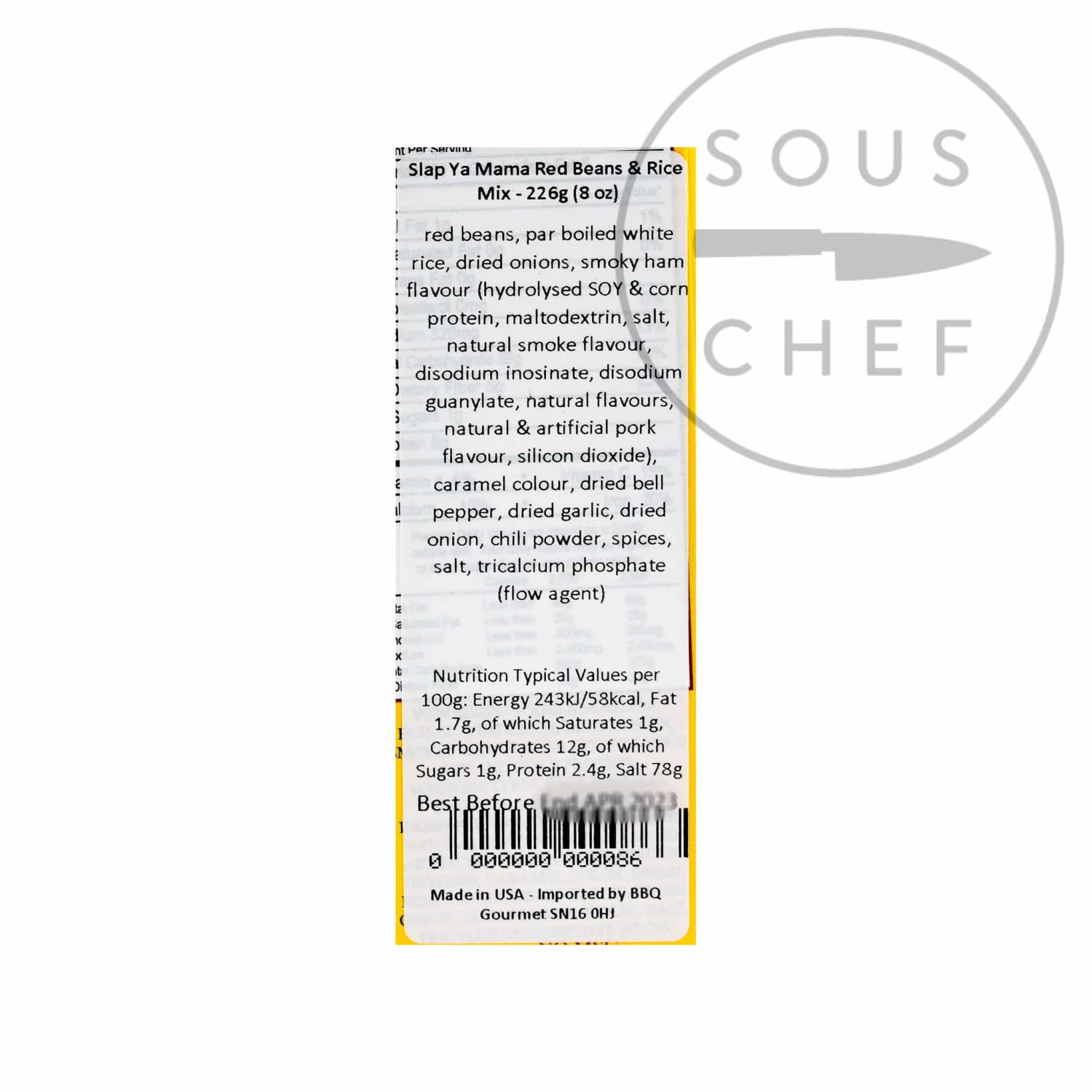 Slap Ya Mama Red Beans & Rice Mix 226g Ingredients 4 Slap Ya Mama Red Beans & Rice Mix 226g Ingredients