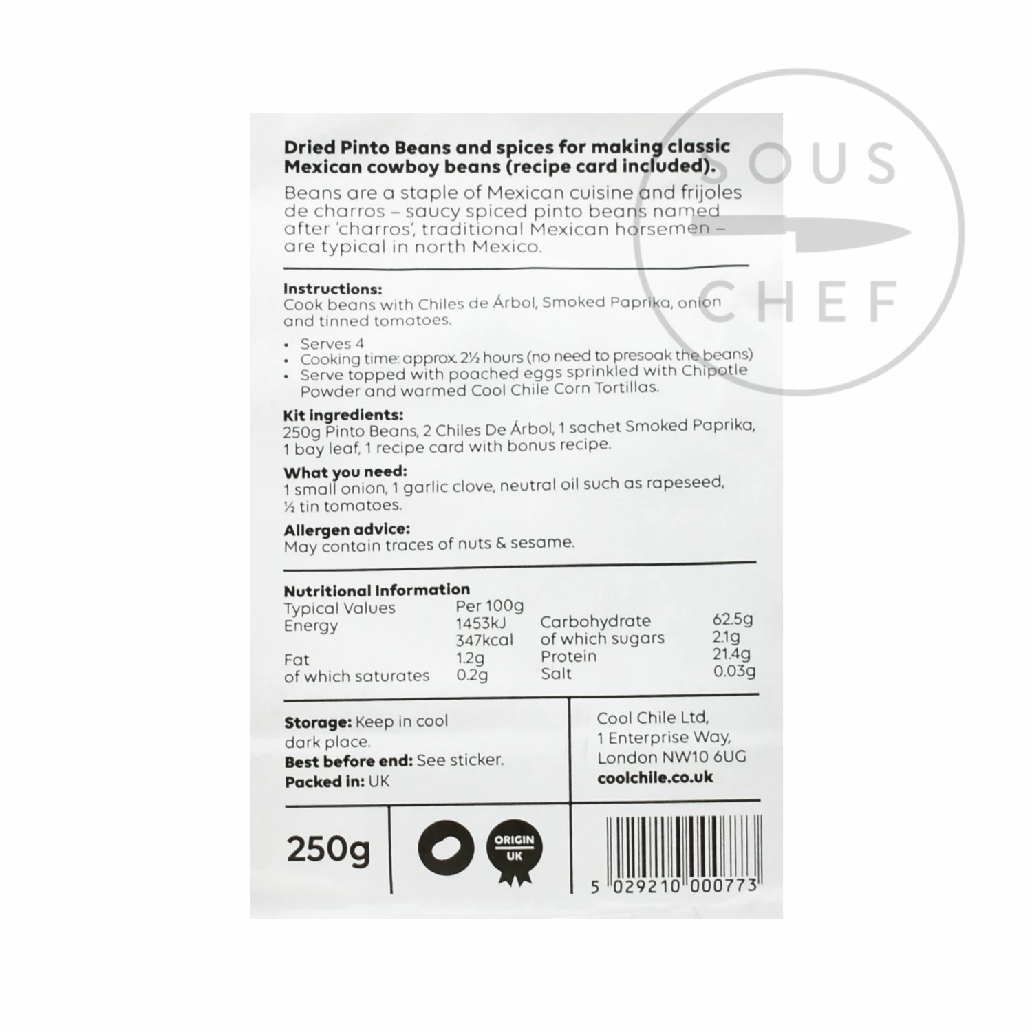 Ingredients Pinto Beans - Cool Chile Cowboy Bean Kit 250g 4 Ingredients Pinto Beans - Cool Chile Cowboy Bean Kit 250g