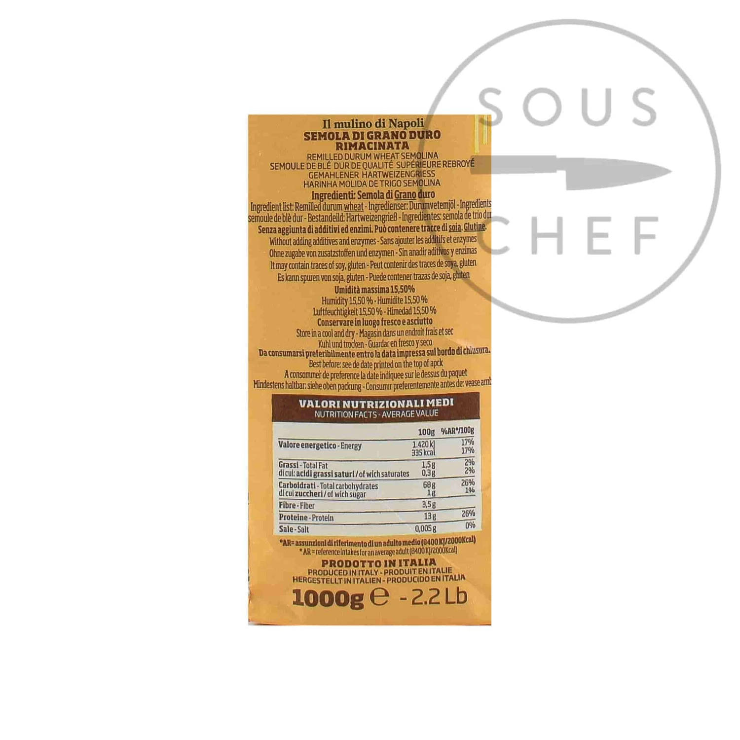 Caputo Semolina Rimacinata Flour 1kg Ingredients 4 Caputo Semolina Rimacinata Flour 1kg Ingredients