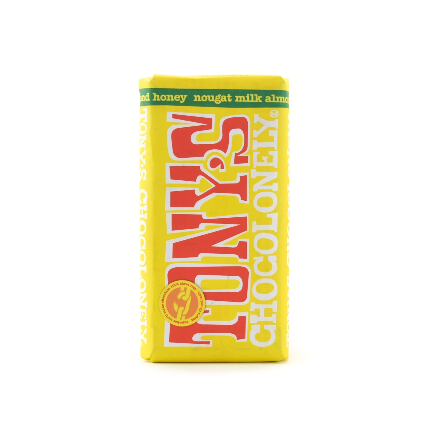 Tony's Chocolonely Milk Chocolate With Almond, Honey & Nougat 180g Ingredients 3 Tony's Chocolonely Milk Chocolate With Almond, Honey & Nougat 180g Ingredients