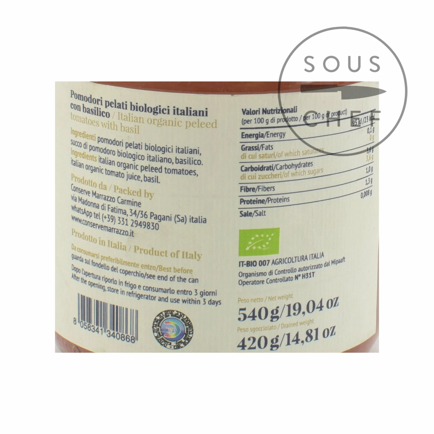 Ingredients Casa Marrazzo Peeled Organic Tomatoes With Basil 540g 5 Ingredients Casa Marrazzo Peeled Organic Tomatoes With Basil 540g
