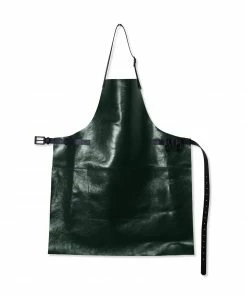 Damaged Box Dutchdeluxes Leather BBQ Apron In Metallic Green