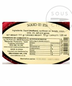 Conservas De Cambados Ingredients Chipirones En Su Tinta - Squid In Ink 111g 9 Conservas De Cambados Ingredients Chipirones En Su Tinta - Squid In Ink 111g