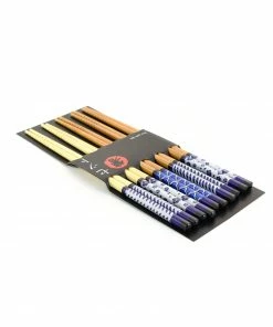 Kiji Stoneware & Ceramics Blue & White Patterned Chopsticks - 5 Pairs Tableware