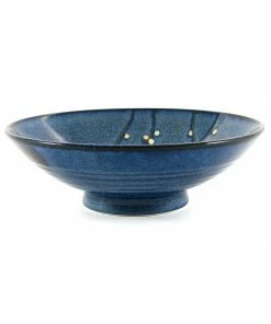 Kiji Stoneware & Ceramics Blue Sakura Shallow Bowl 24.5cm