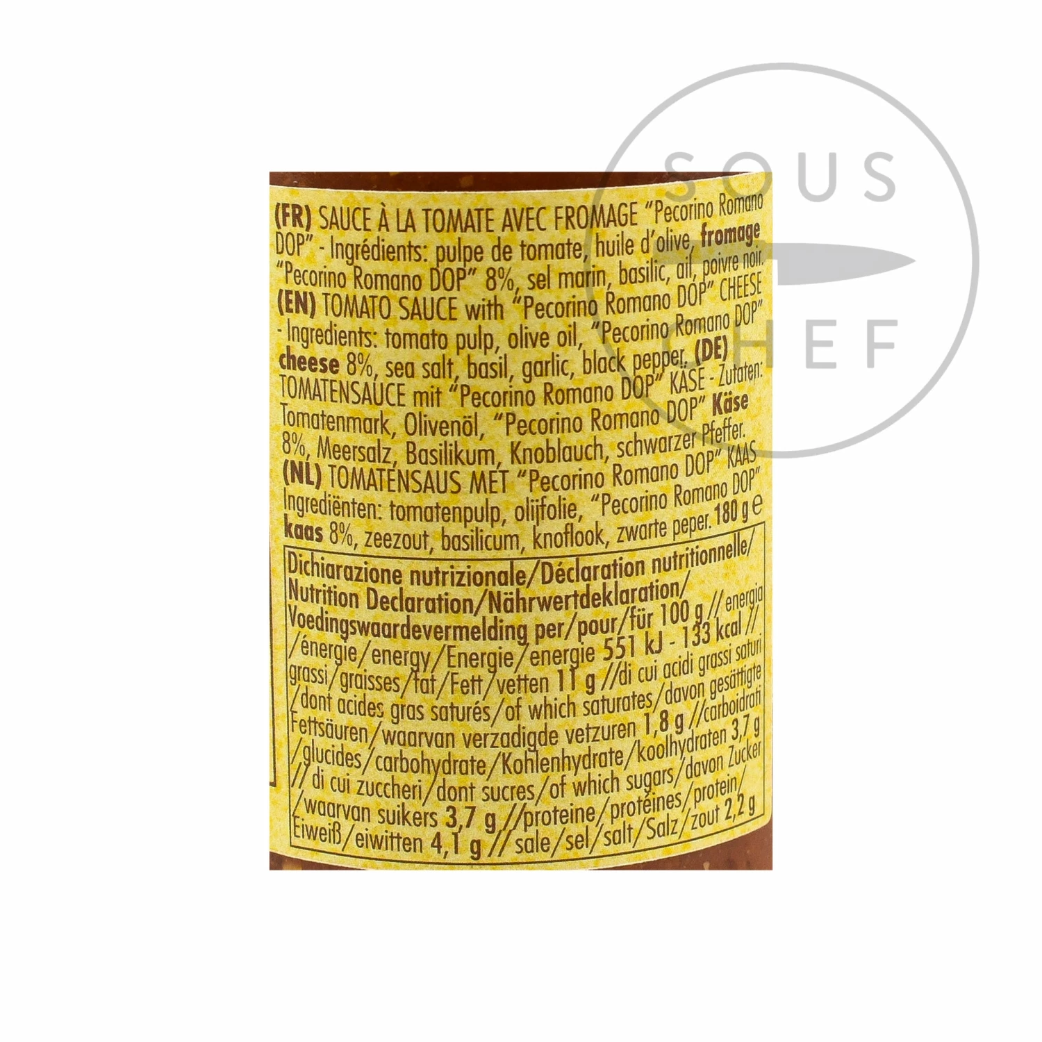 Ingredients La Favorita Tomato Sauce With Pecorino Romano DOP 180g 4 Ingredients La Favorita Tomato Sauce With Pecorino Romano DOP 180g