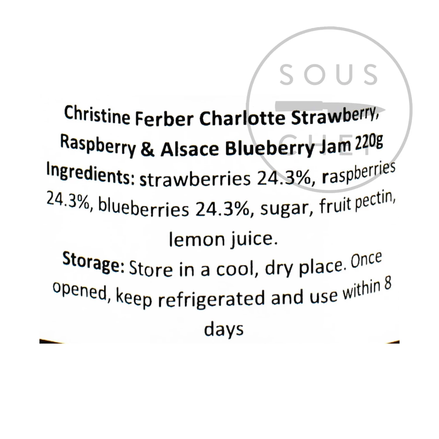 Ingredients Christine Ferber Charlotte Strawberry, Raspberry & Alsace Blueberry Jam 220g 4 Ingredients Christine Ferber Charlotte Strawberry, Raspberry & Alsace Blueberry Jam 220g