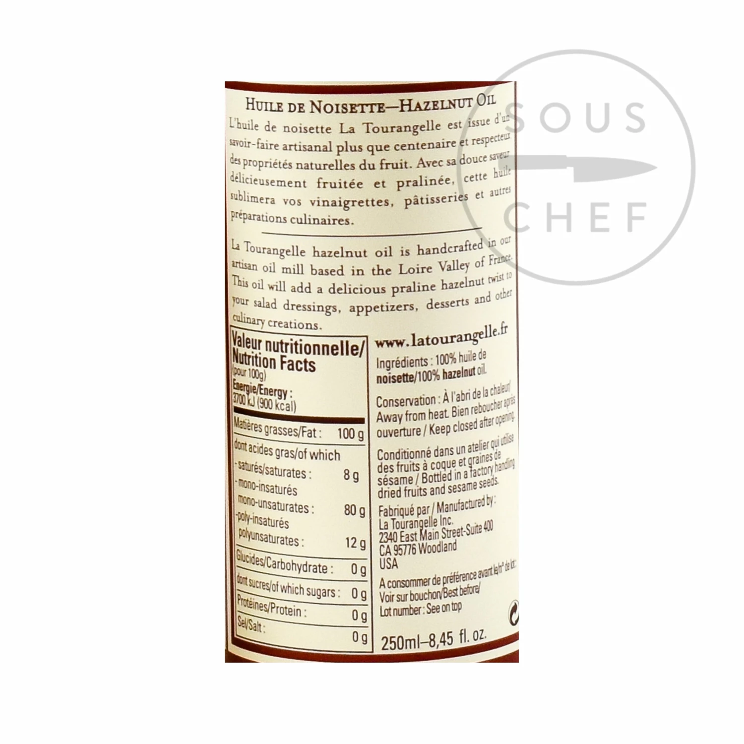 La Tourangelle Hazelnut Oil 250ml Ingredients 4 La Tourangelle Hazelnut Oil 250ml Ingredients