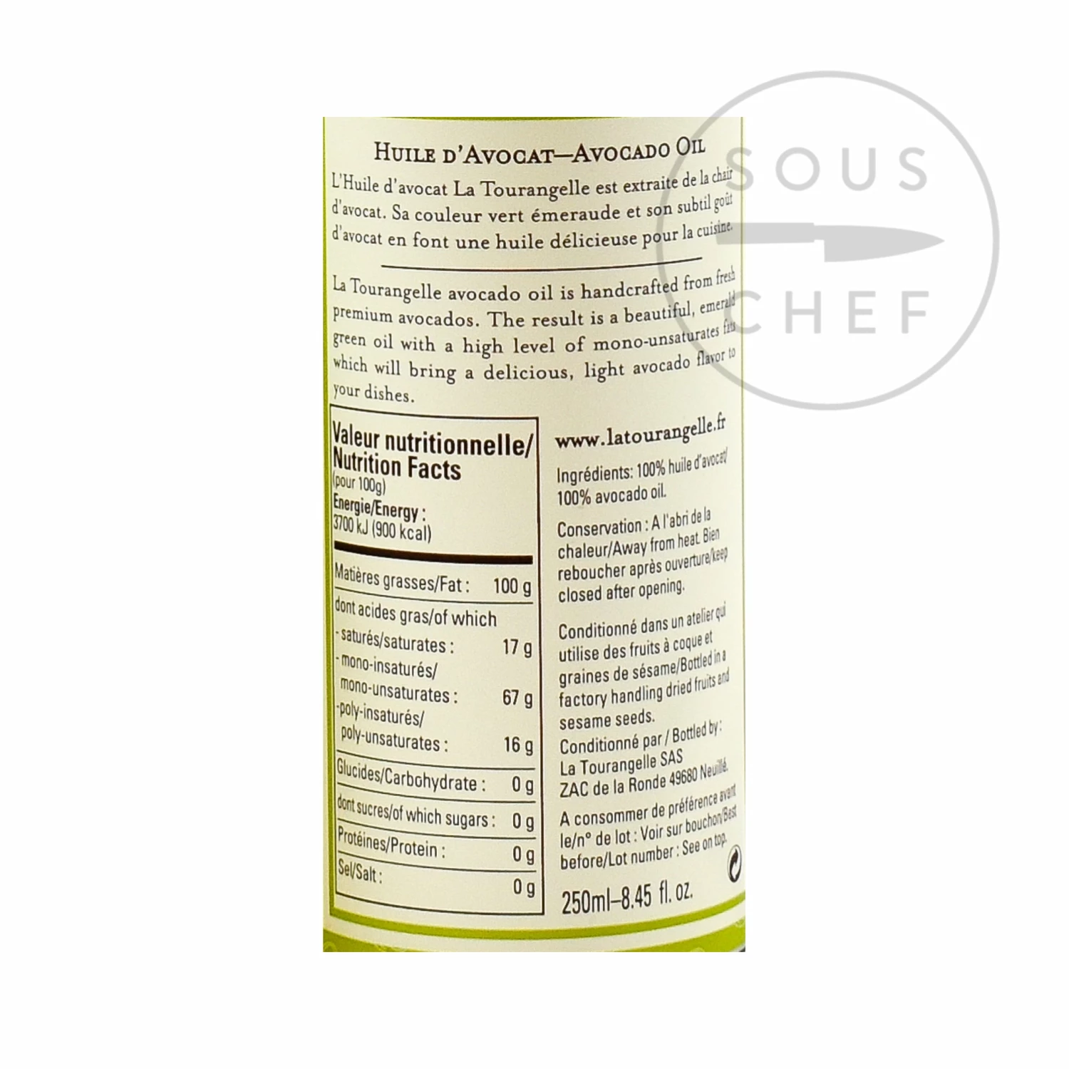 La Tourangelle Avocado Oil 250ml Ingredients 4 La Tourangelle Avocado Oil 250ml Ingredients