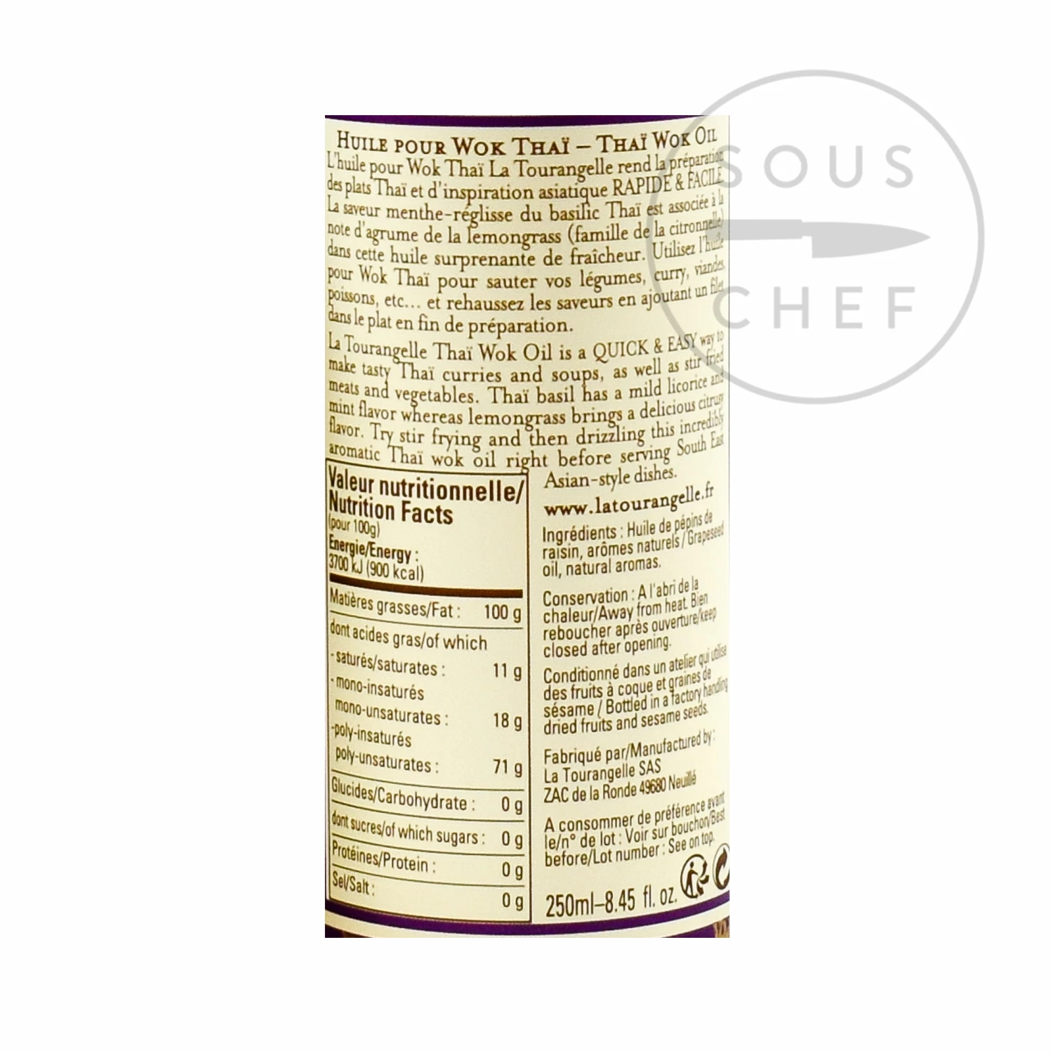 La Tourangelle Thai Wok Oil 250ml 4 La Tourangelle Thai Wok Oil 250ml