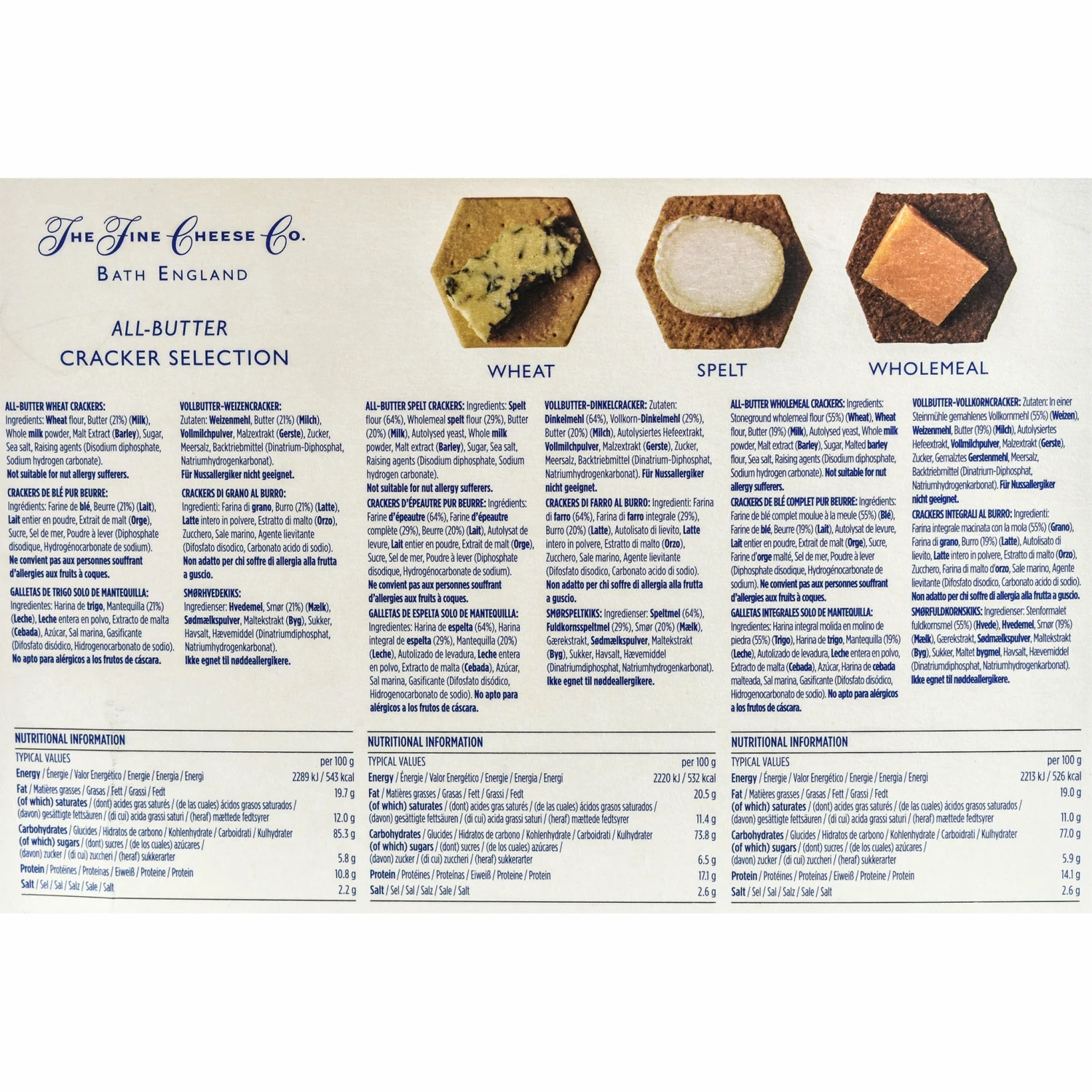 Ingredients The Fine Cheese Co. All Butter Cracker Selection Box 375g 4 Ingredients The Fine Cheese Co. All Butter Cracker Selection Box 375g