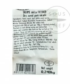 Salami La Fattoria Di Parma 240g Ingredients