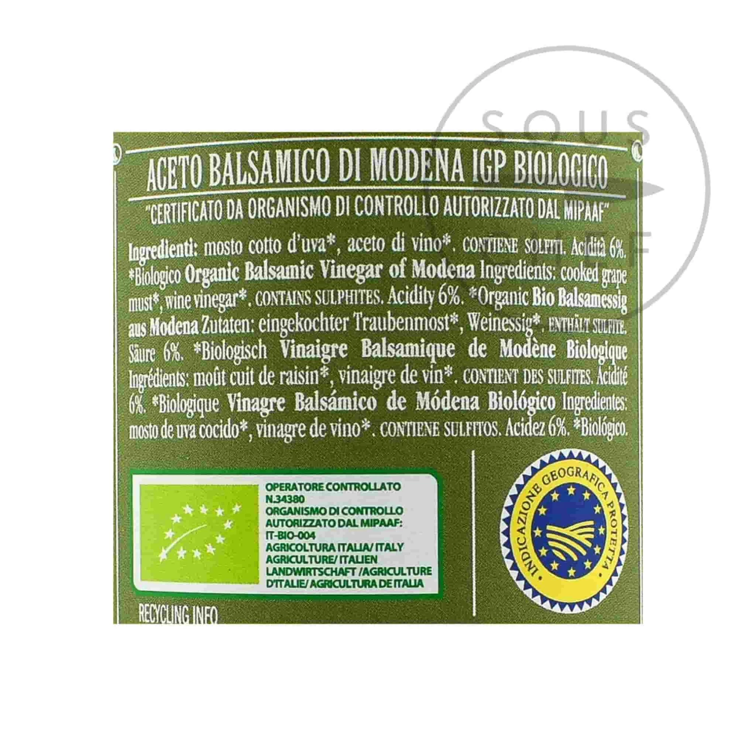 Ingredients Giuseppe Giusti Organic 3 Gold Medal Balsamic Vinegar 12 Year Aged 250ml 4 Ingredients Giuseppe Giusti Organic 3 Gold Medal Balsamic Vinegar 12 Year Aged 250ml