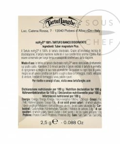 Tartuflanghe Freeze-Dried Alba White Truffle 2.5g Ingredients 6 Tartuflanghe Freeze-Dried Alba White Truffle 2.5g Ingredients