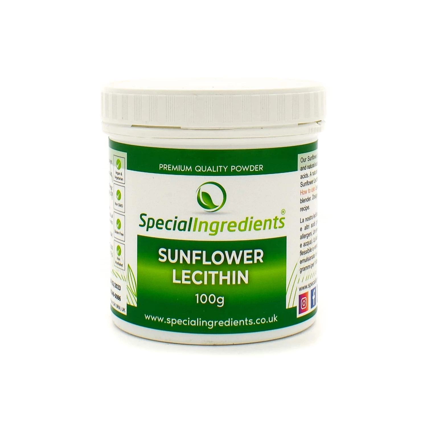 Special Ingredients Ingredients Sunflower Lecithin Powder 100g 3 Special Ingredients Ingredients Sunflower Lecithin Powder 100g