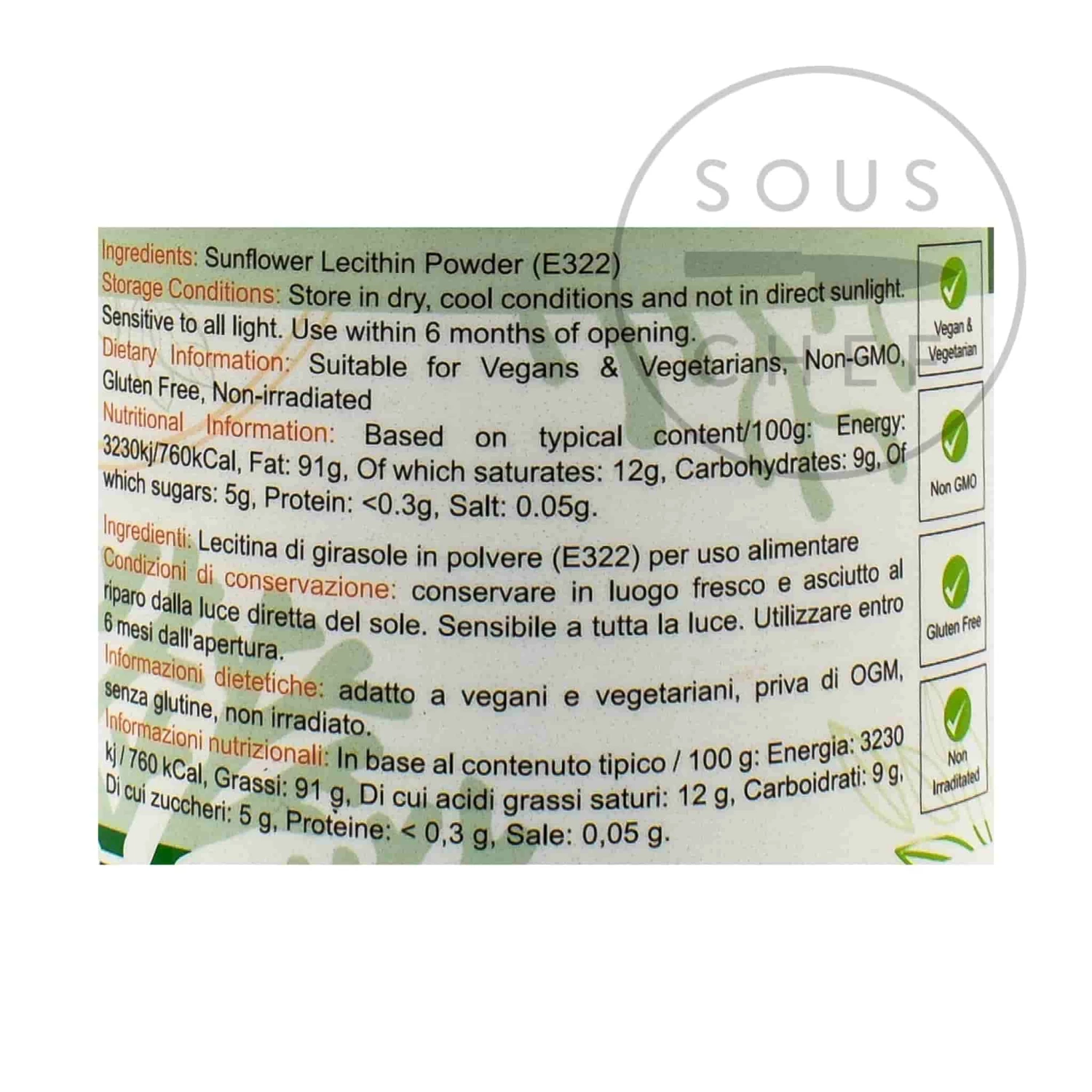 Special Ingredients Ingredients Sunflower Lecithin Powder 100g 4 Special Ingredients Ingredients Sunflower Lecithin Powder 100g