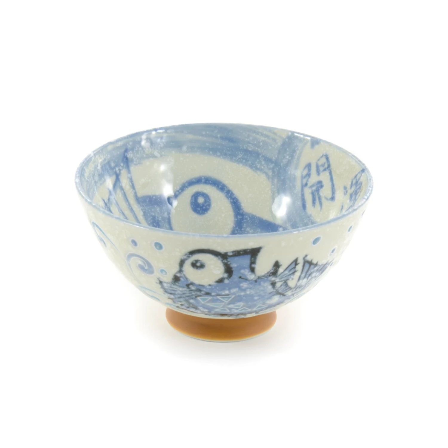Kiji Stoneware & Ceramics Rice Bowl With Blue Fish 3 Kiji Stoneware & Ceramics Rice Bowl With Blue Fish