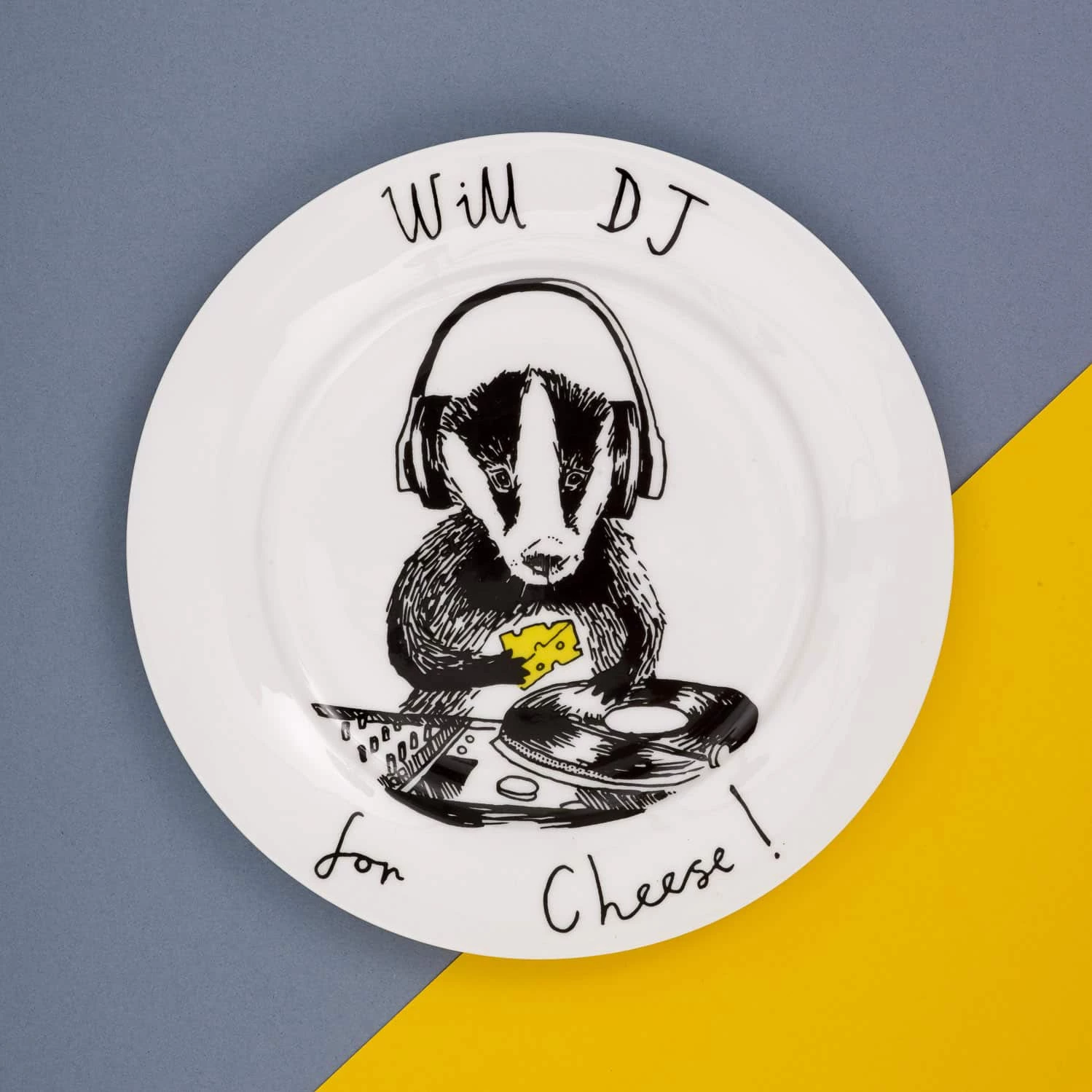 Jimbob Art Tableware Will DJ For Cheese! Side Plate 20cm 4 Jimbob Art Tableware Will DJ For Cheese! Side Plate 20cm