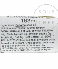 Kadoya Japanese Pure Sesame Oil 163ml Ingredients