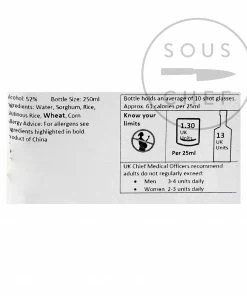 Ingredients WuLiangYe Baijiu 52%