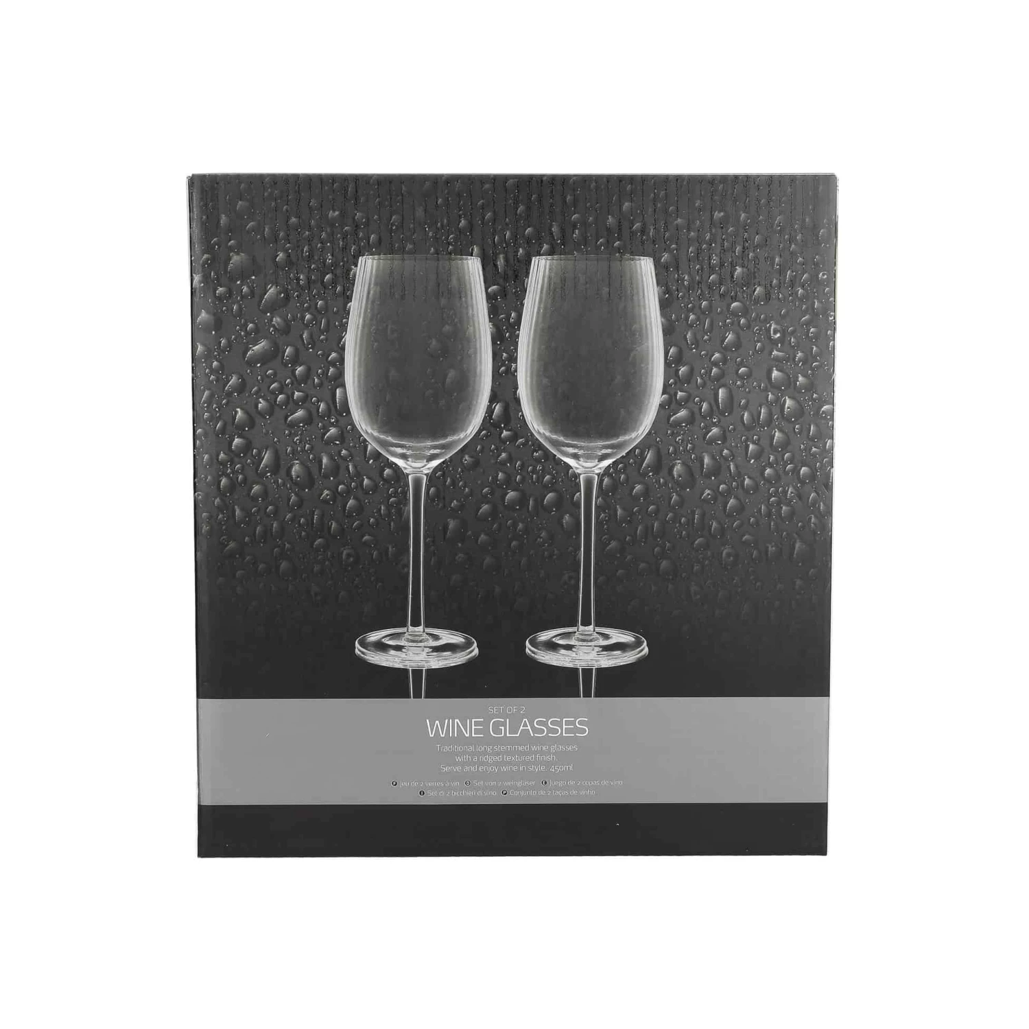 BarCraft Tableware Ribbed Wine Glasses 450ml Set Of 2 5 BarCraft Tableware Ribbed Wine Glasses 450ml Set Of 2