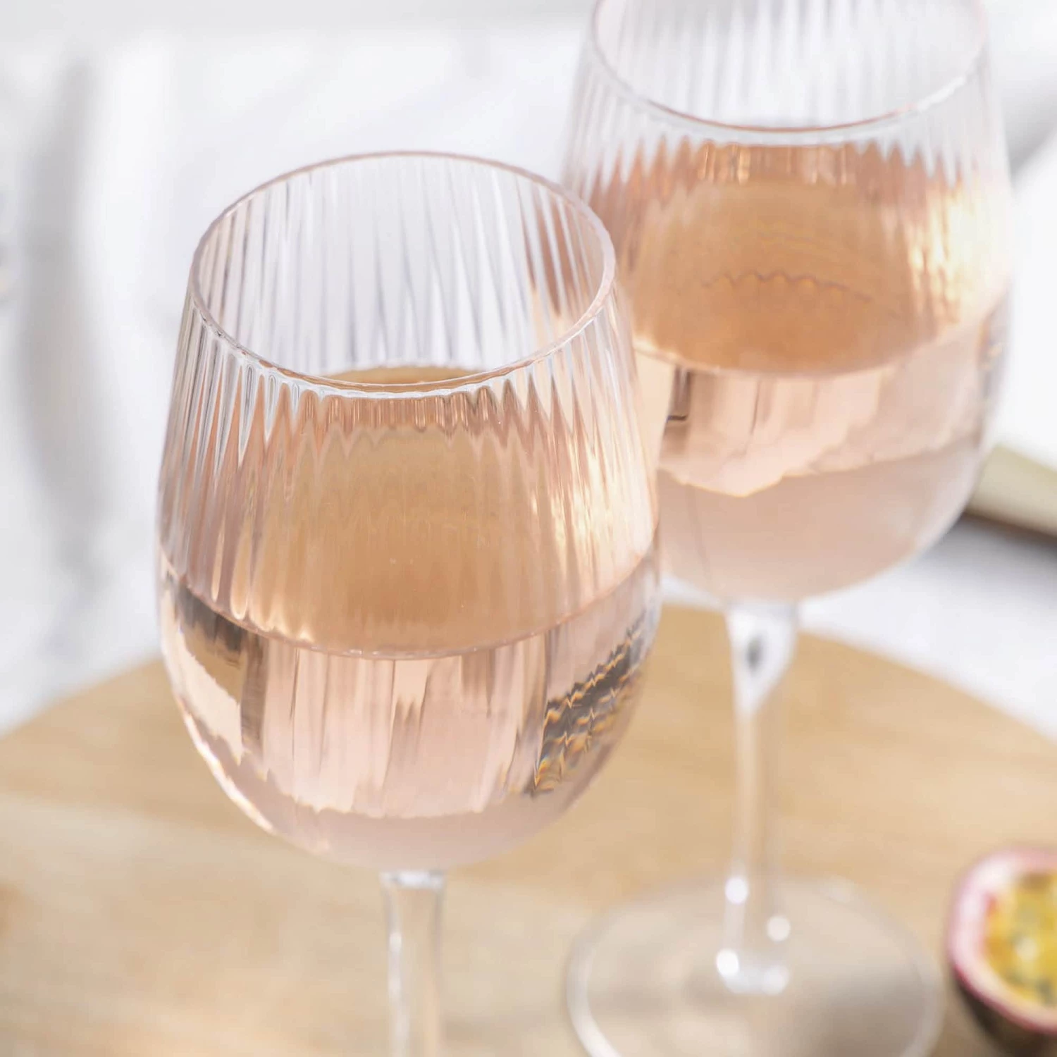 BarCraft Tableware Ribbed Wine Glasses 450ml Set Of 2 6 BarCraft Tableware Ribbed Wine Glasses 450ml Set Of 2