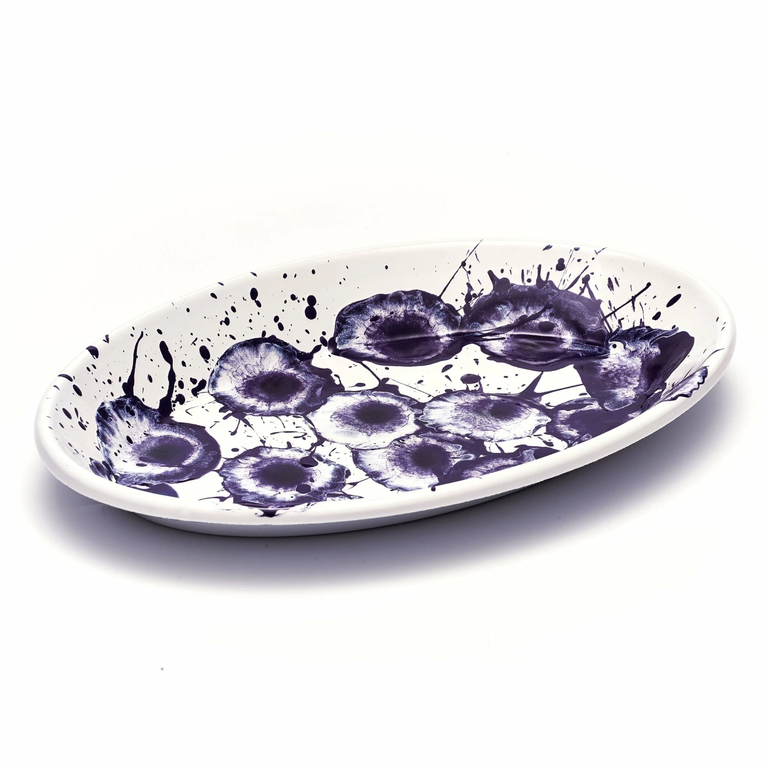 Kapka Splatter Madness Enamel Oval Serving Plate Purple 31cm Enamel - Kapka 3 Kapka Splatter Madness Enamel Oval Serving Plate Purple 31cm Enamel - Kapka
