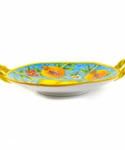 Ceramiche Toscane Hand Painted Centrepiece Dish - Pomegranates & Lemons 35cm Tableware