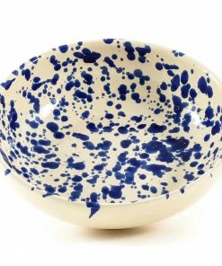 Puglia Handmade Puglia Blue Splatter Large Salad Bowl 28cm Tableware