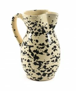 Puglia Handmade Puglia Black Splatter Ceramic Pitcher Tableware