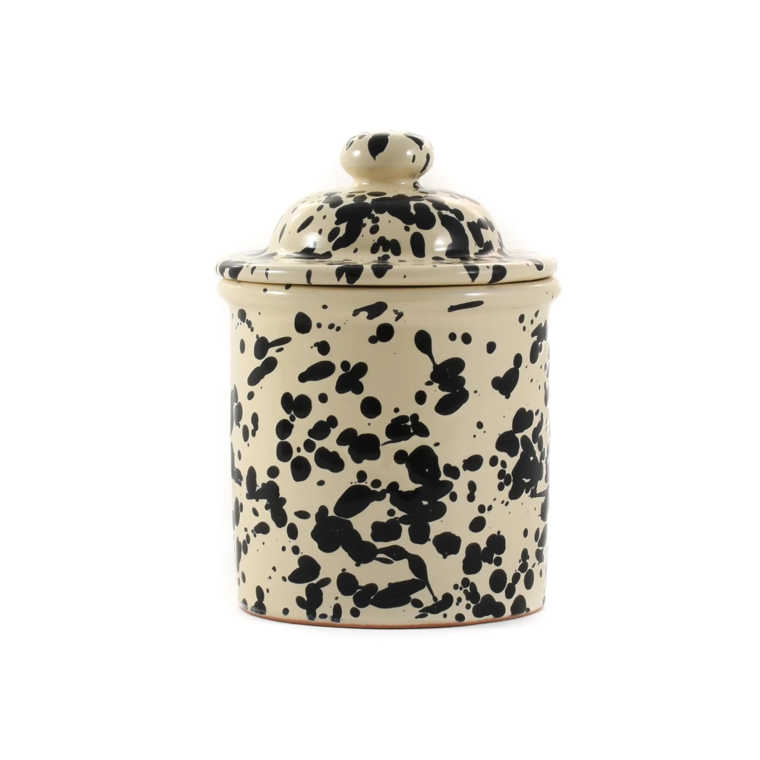 Puglia Handmade Puglia Black Splatter Ceramic Storage Jar 15cm 3 Puglia Handmade Puglia Black Splatter Ceramic Storage Jar 15cm