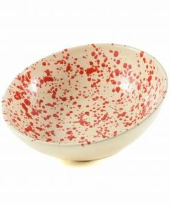 Puglia Handmade Tableware Puglia Red Splatter Large Salad Bowl 28cm 6 Puglia Handmade Tableware Puglia Red Splatter Large Salad Bowl 28cm