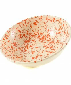 Puglia Handmade Puglia Orange Splatter Large Salad Bowl 28cm