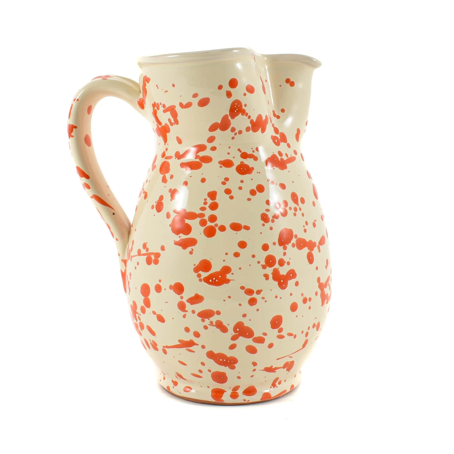 Puglia Handmade Tableware Puglia Orange Splatter Pitcher 3 Puglia Handmade Tableware Puglia Orange Splatter Pitcher