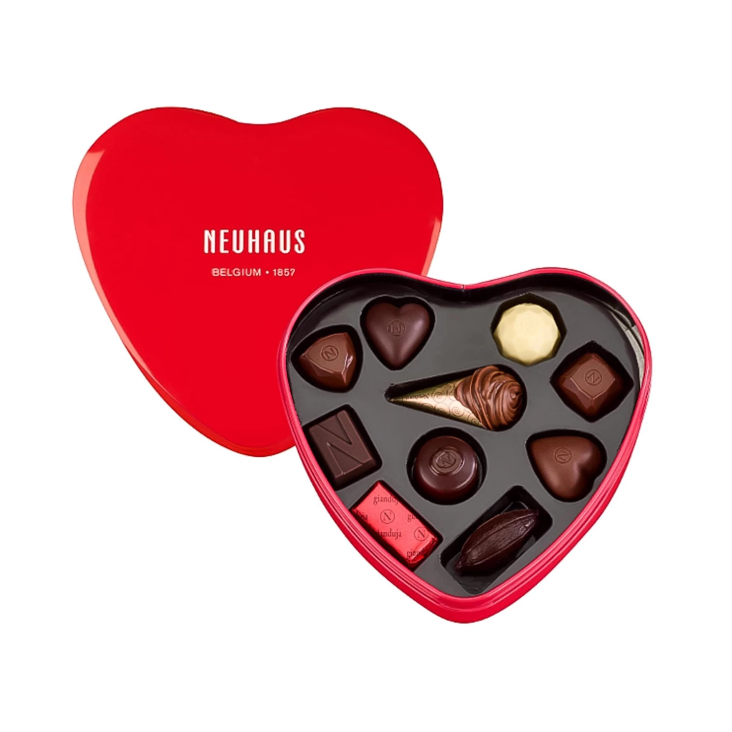 Neuhaus Red Metal Heart Belgian Chocolates - 10 Pieces Ingredients 3 Neuhaus Red Metal Heart Belgian Chocolates - 10 Pieces Ingredients