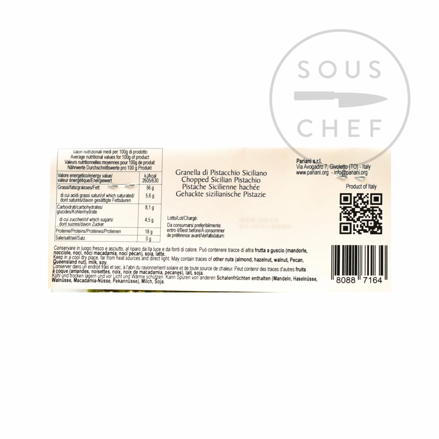 Pariani Chopped Sicilian Pistachio 100g Ingredients 5 Pariani Chopped Sicilian Pistachio 100g Ingredients