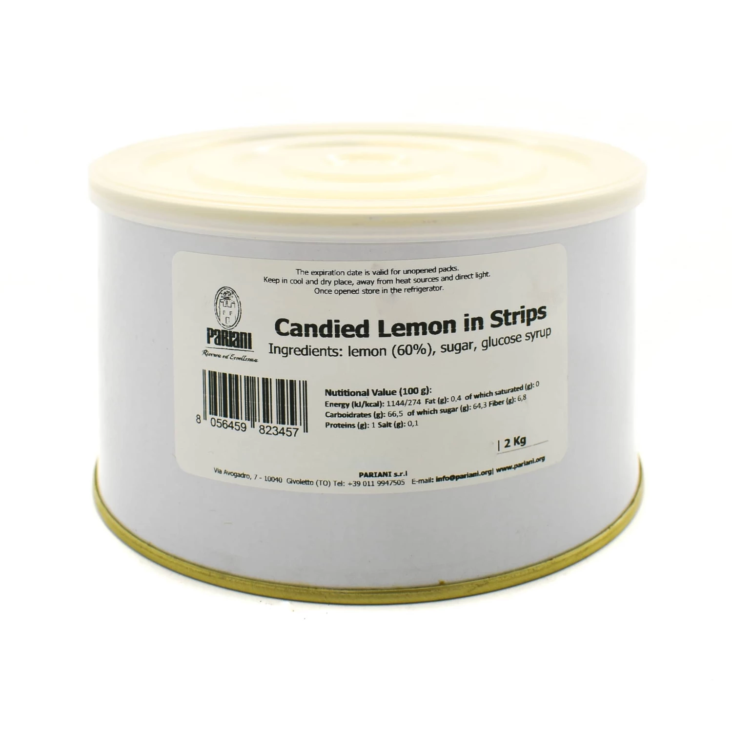 Pariani Candied Lemon In Strips 2kg Ingredients 3 Pariani Candied Lemon In Strips 2kg Ingredients