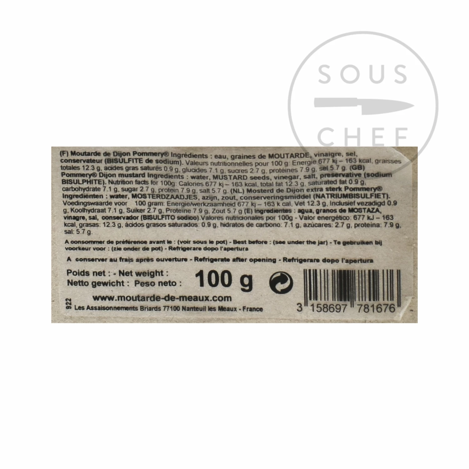 Ingredients Pommery Dijon Mustard 100g 4 Ingredients Pommery Dijon Mustard 100g