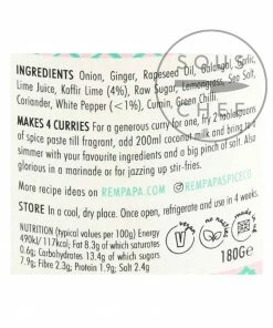 Ingredients Rempapa Penang Kaffir Lime & White Pepper Spice Paste 180g